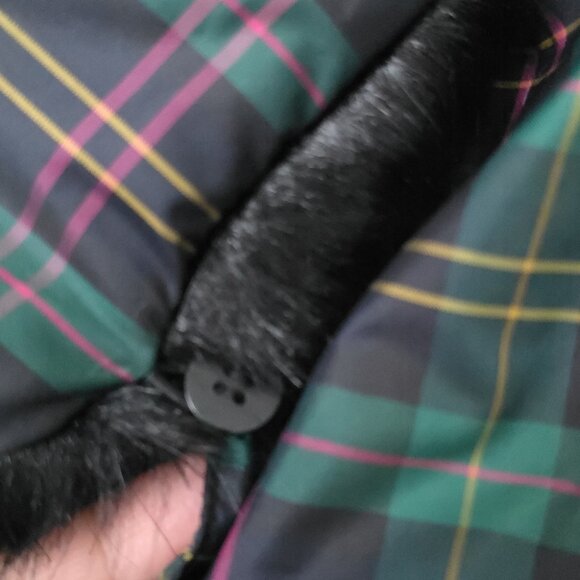 NWT TALBOTS | Down Faux Fur Collar Puffer Vest Tartan Green Sz M - Picture 7 of 7